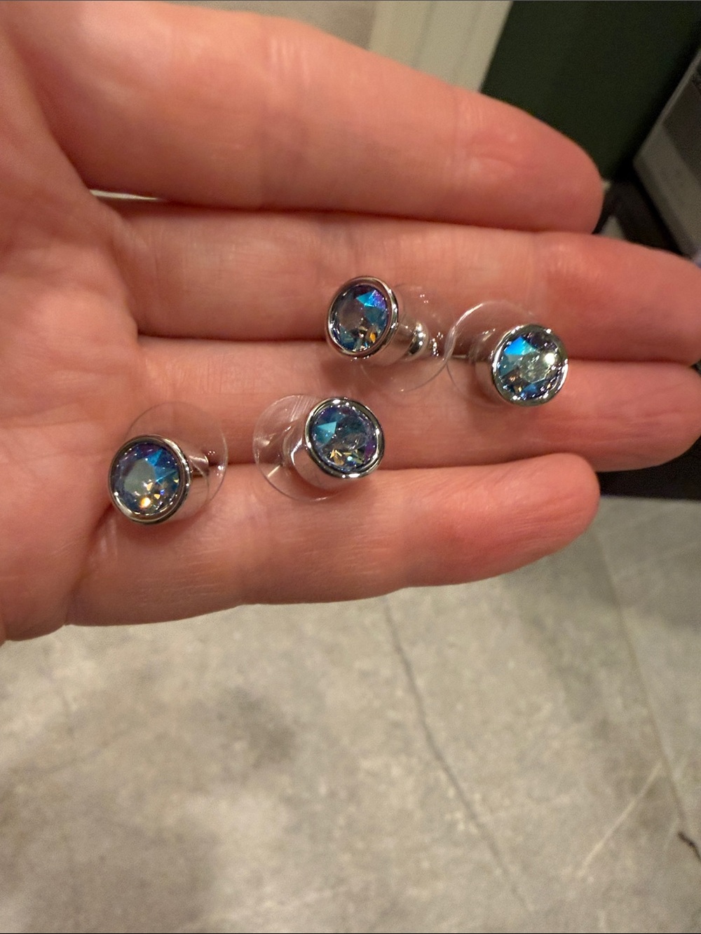 Touchstone Crystal Silver-Tone Blue Aurora Stud Earrings